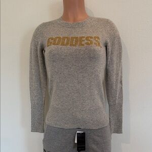 Goddess Gray Sweater with Gold Detail